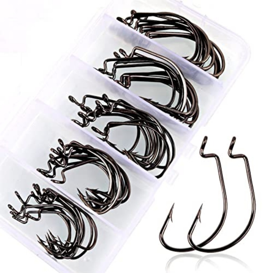 Fishing Hook Weedless - Ofset Saplı Solucan Kancaları Yüksek Karbon