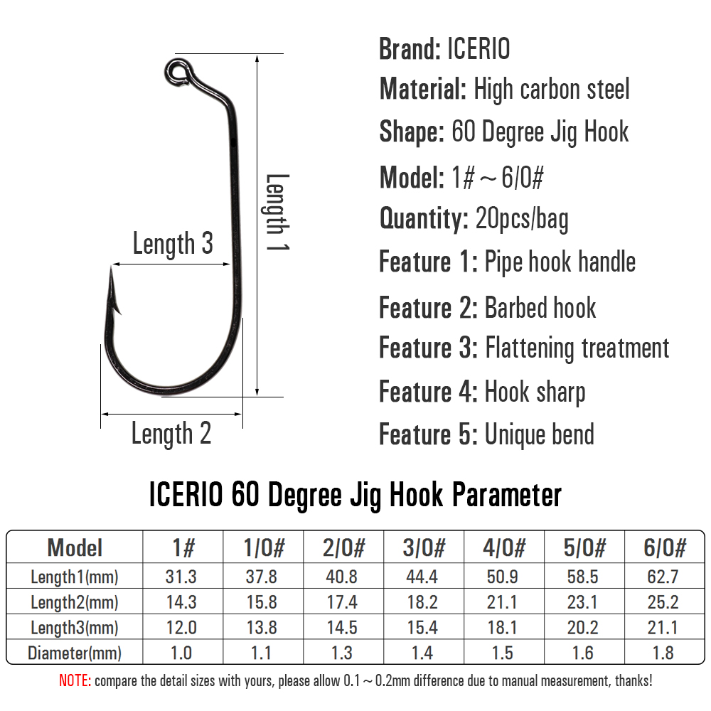 ICERIO 20 adet 60 derece Jig k - Fishing Hook Barbless incelemesi ve fiyatı